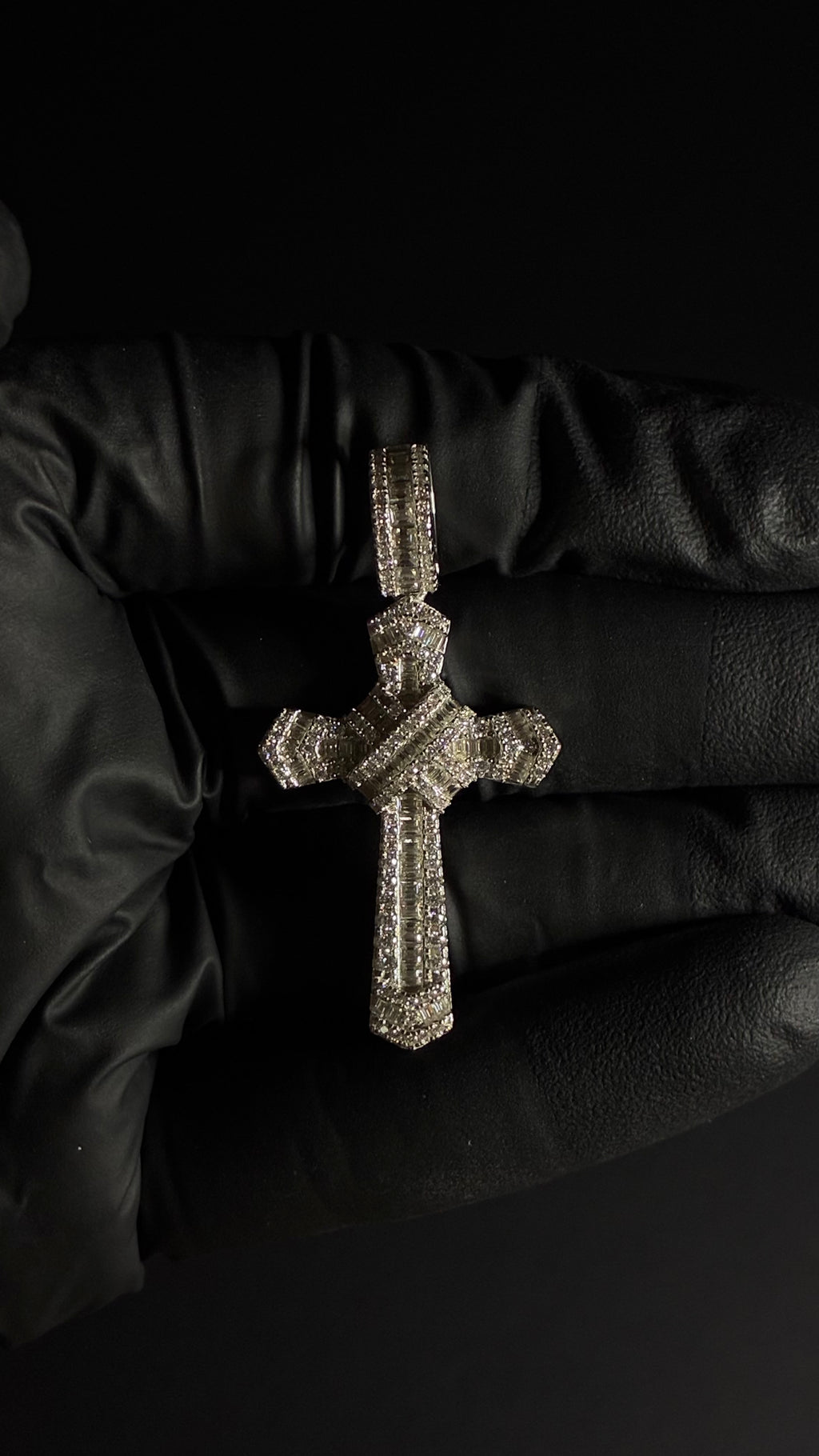 2.5 Carat 14K White Gold Plated 925 Sterling Silver Moissanite Baguette Cross