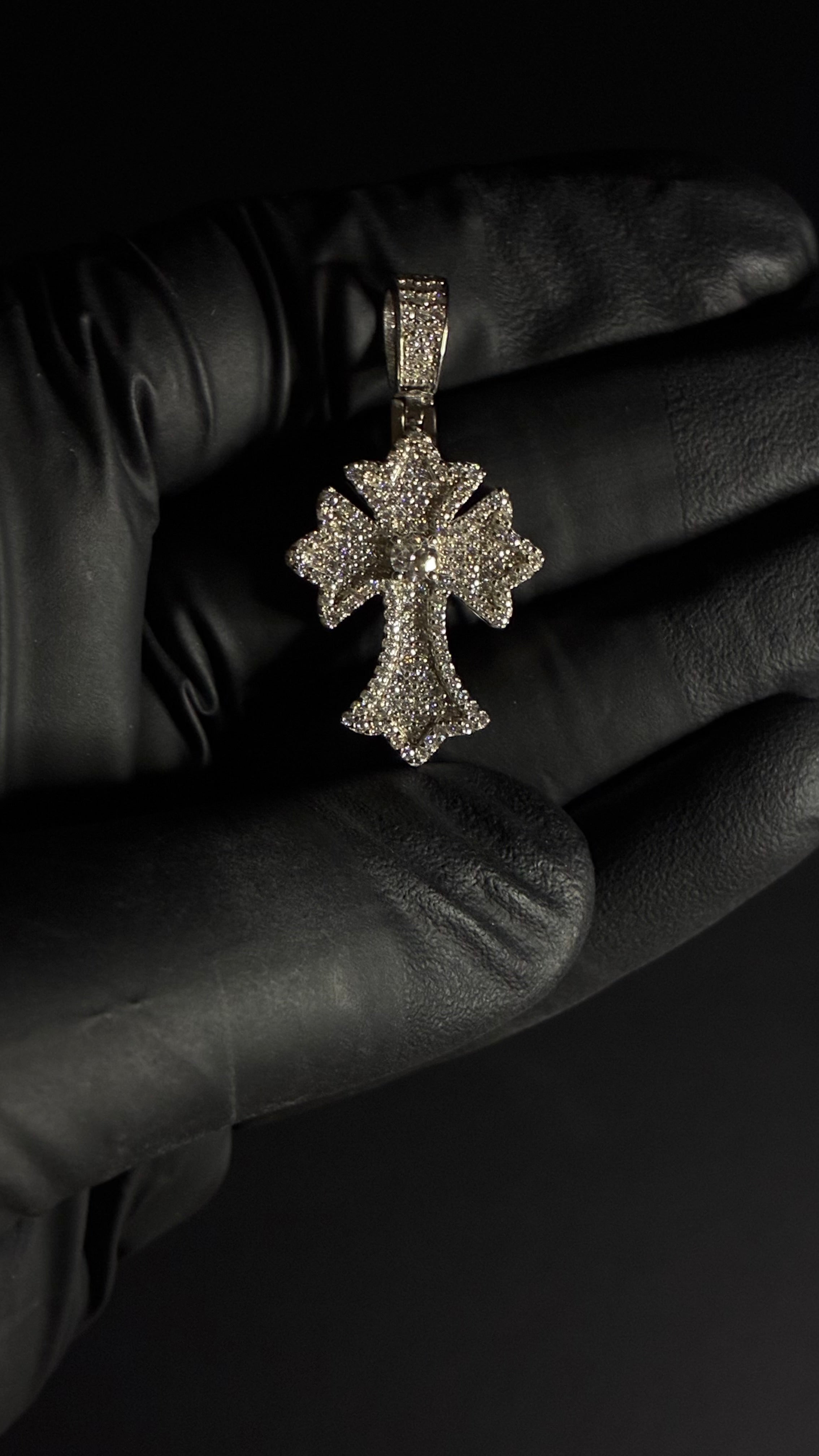 1.16 Carat 14K White Gold Plated 925 Sterling Silver Moissanite Cross Pendant