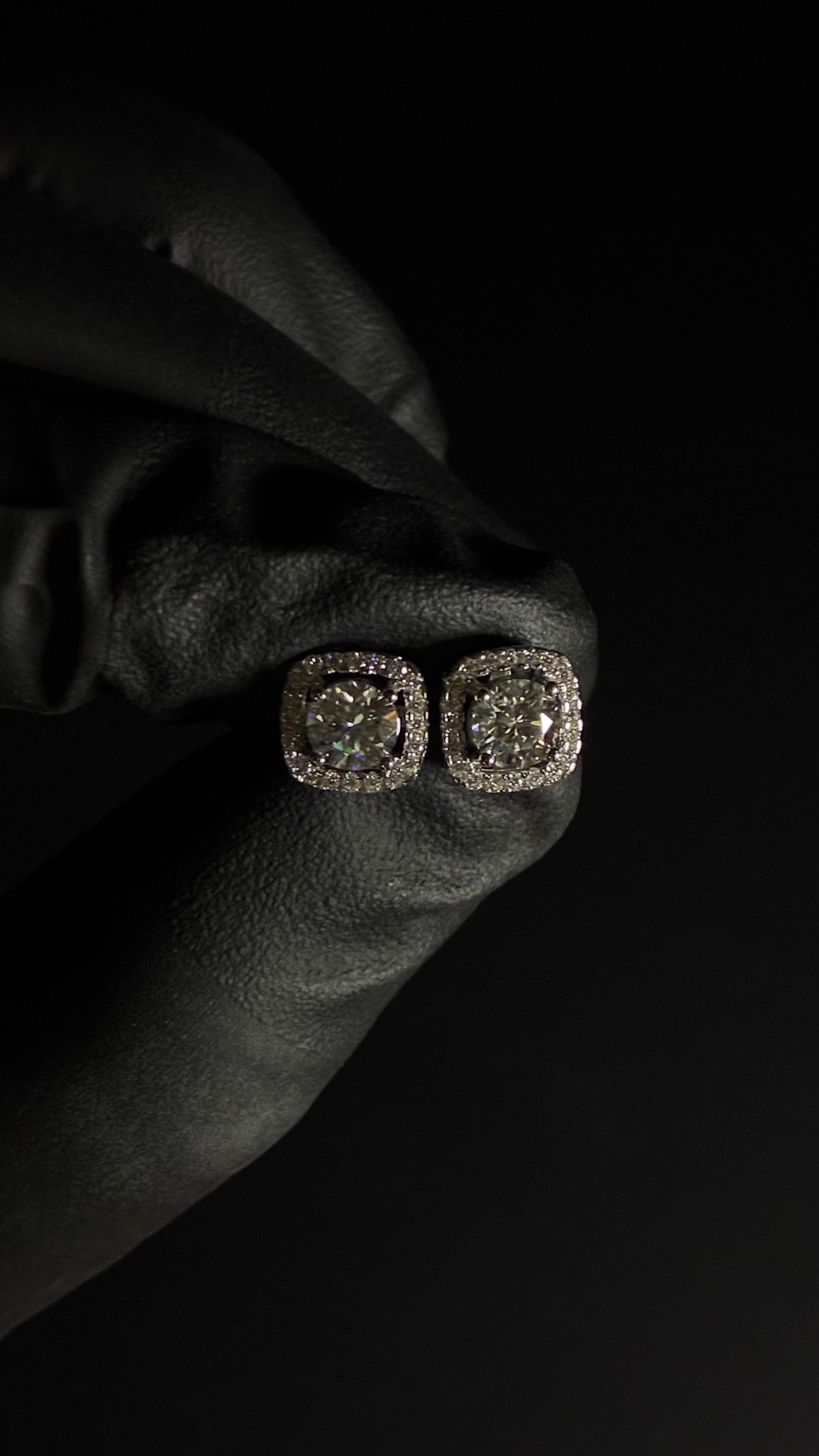 1 Carat Moissanite Halo Cut 925 Sterling Silver Earrings