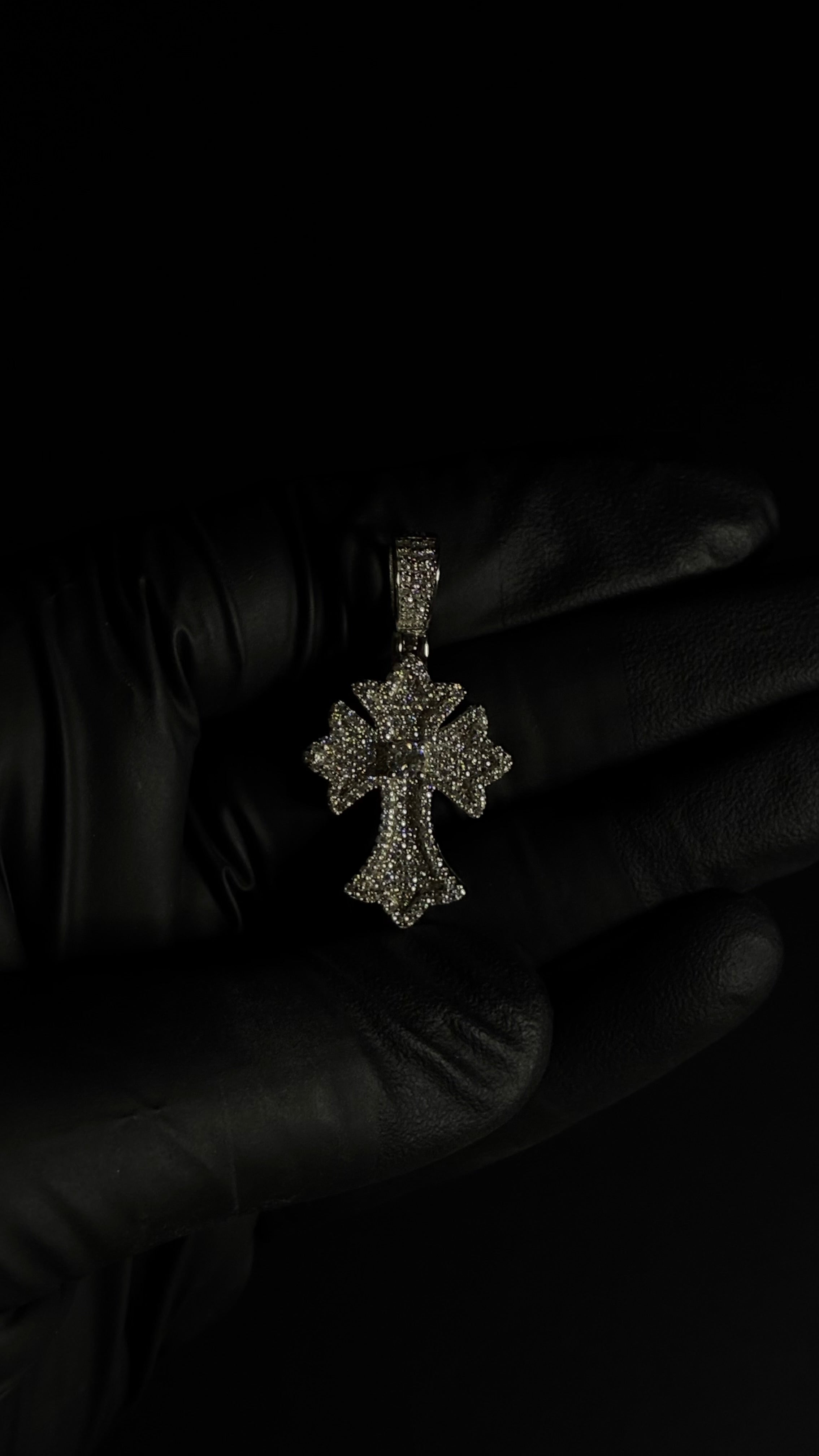 1.16 Carat 14K White Gold Plated 925 Sterling Silver Moissanite Cross Pendant