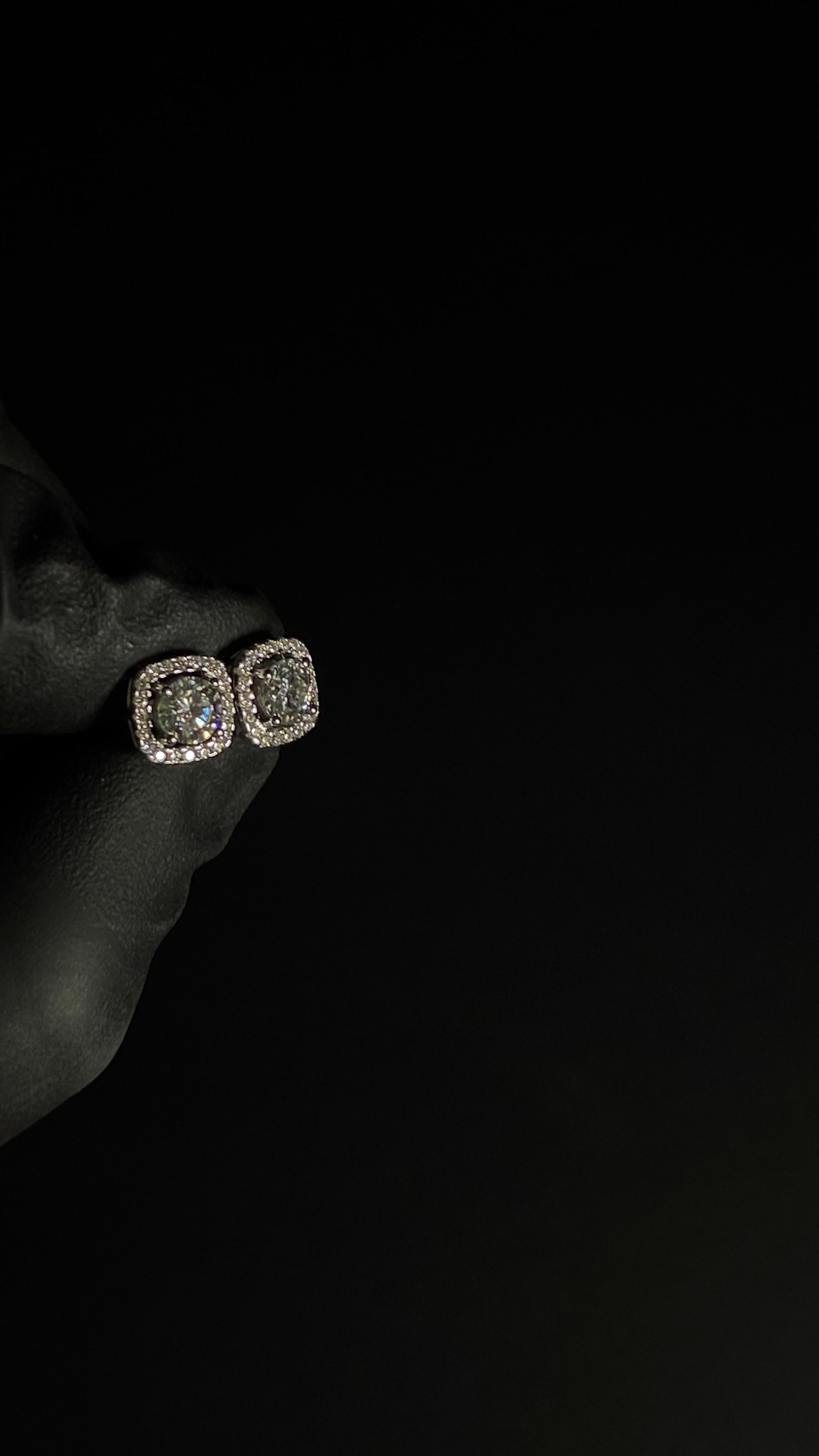 1 Carat Moissanite Halo Cut 925 Sterling Silver Earrings