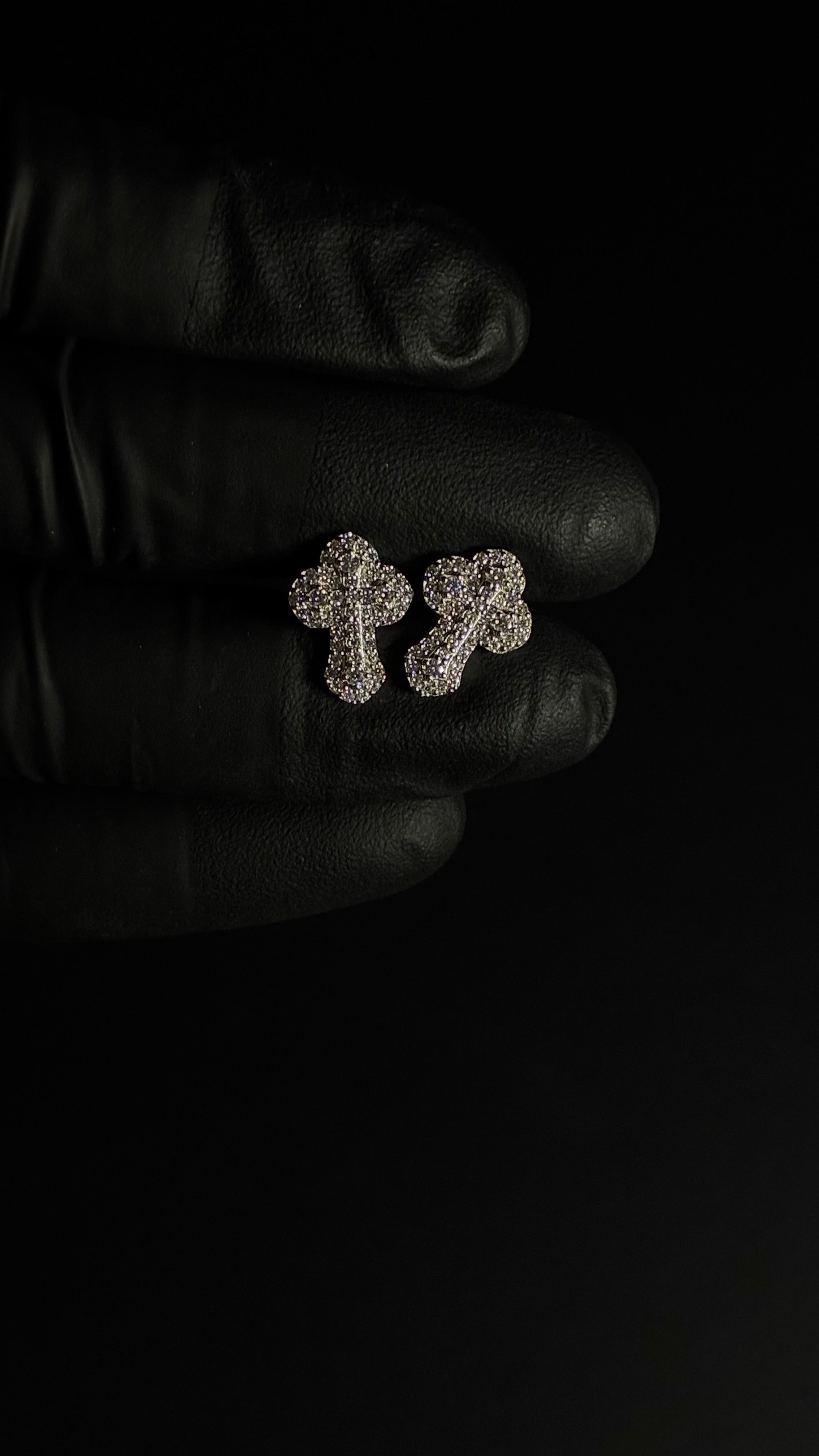 1 Carat Moissanite Cross Shaped 925 Sterling Silver Earrings