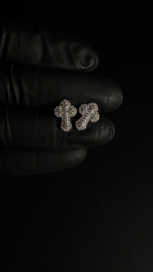 1 Carat Moissanite Cross Shaped 925 Sterling Silver Earrings