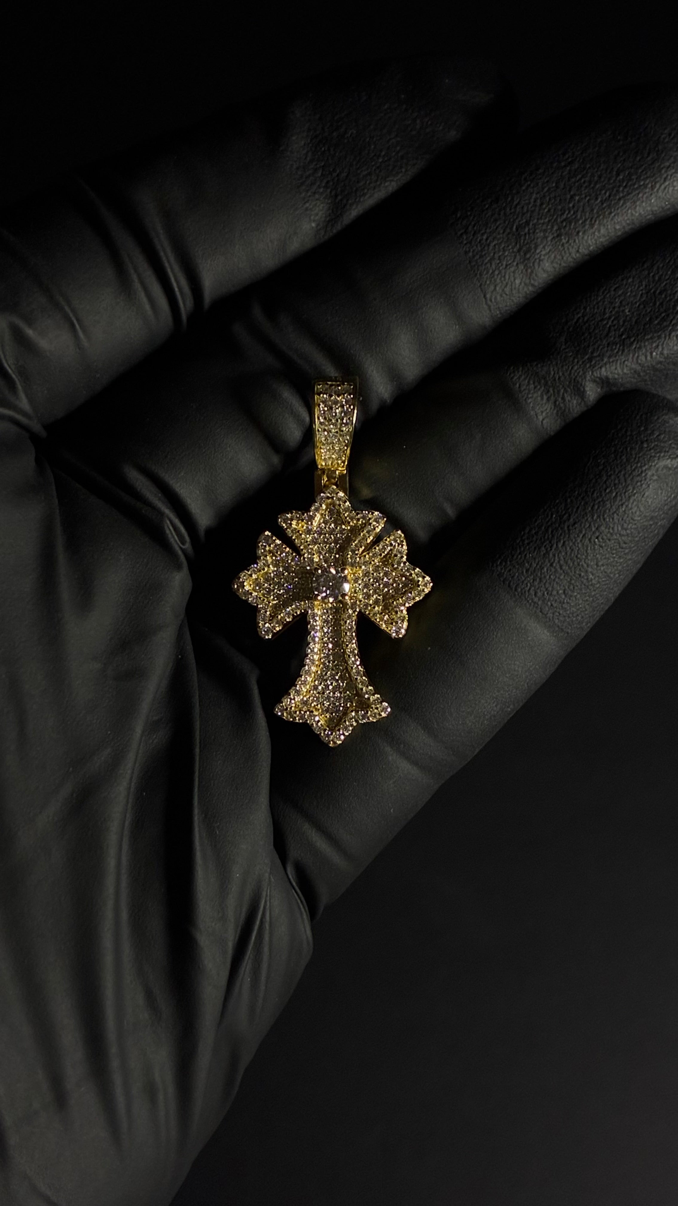 1.16 Carat 14K Gold Plated 925 Sterling Silver Moissanite Cross Pendant