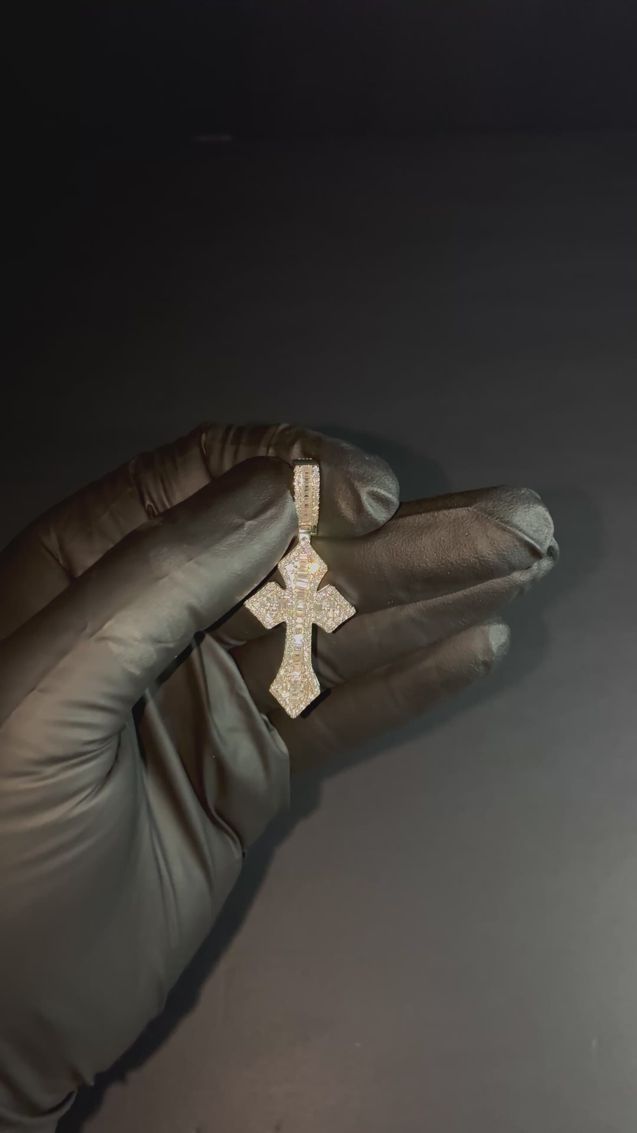 1.9 Carat Moissanite White Gold Plated 925 Sterling Silver Baguette Cross